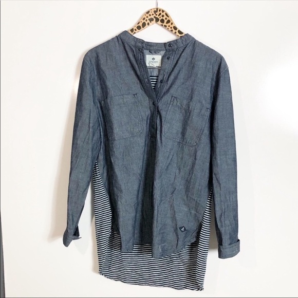 Sperry chambray striped shirt Sz L - Picture 1 of 5